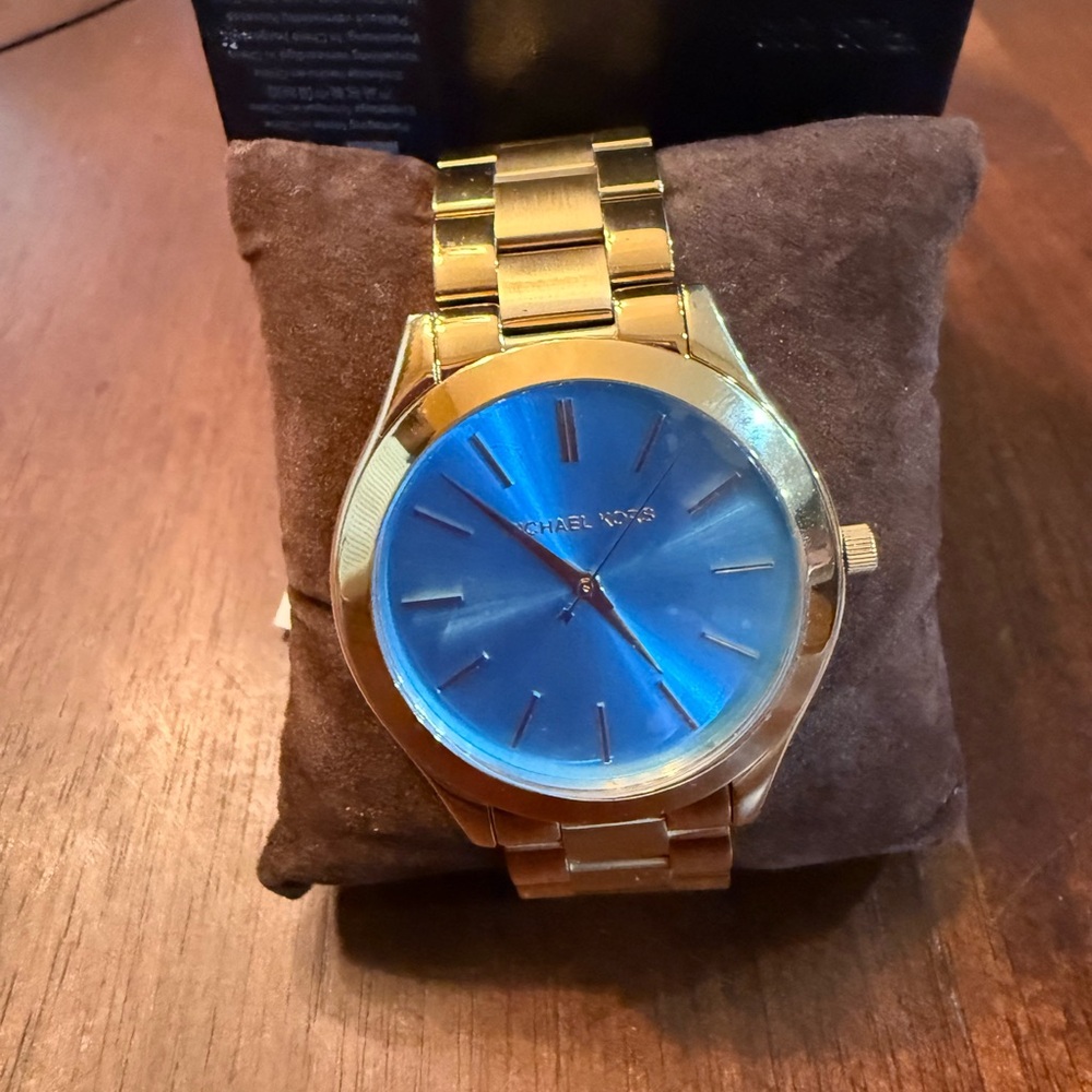 Michael Kors Gold Watch with Blue Dial